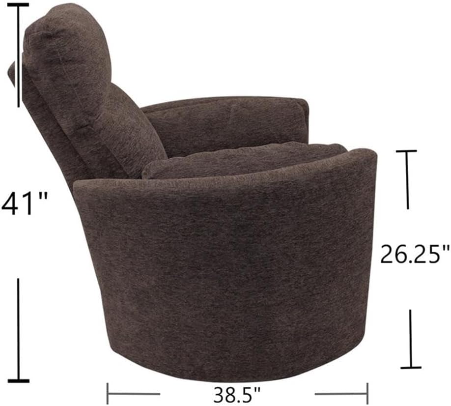 Pemberly Row Polyester Power Swivel Glider Recliner in Brown with USB Charging Ports and 2 Comfort Pillows for Living Room