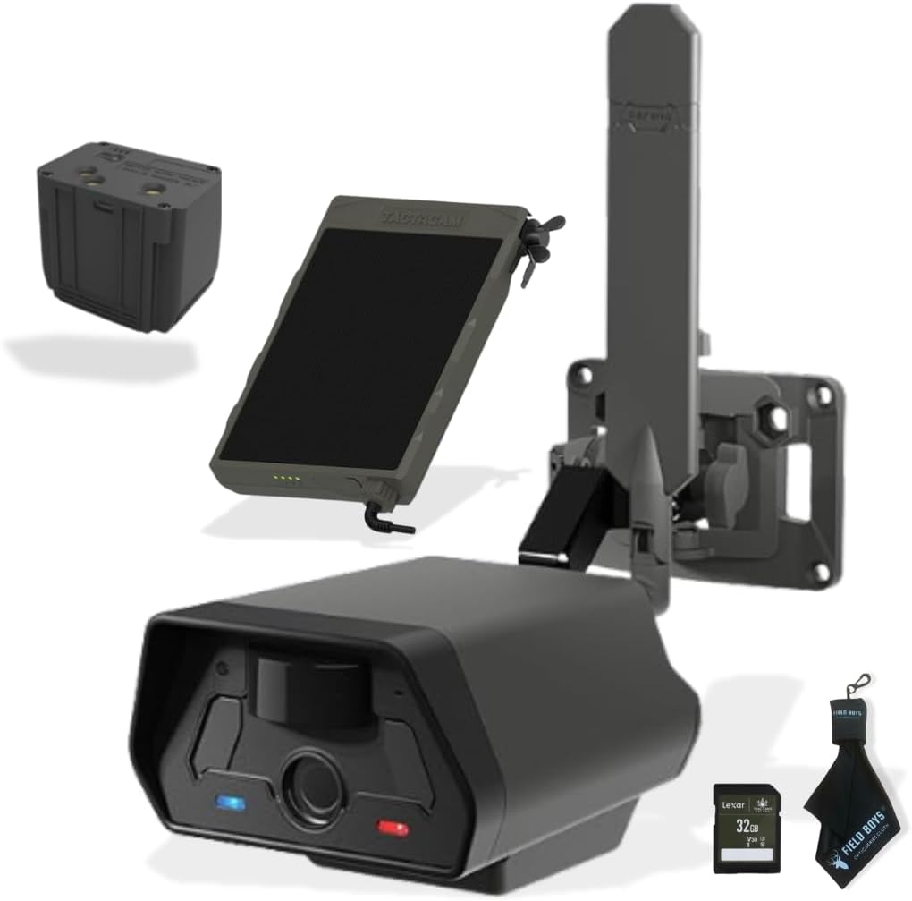TACTACAM Defend Cellular Security Camera Bundle – Solar Panel + Rechargeable Battery + 32GB SD Card – 4G LTE No WiFi Needed – Wireless Outdoor Camera for Remote Property, Cabin, Ranch, Job Site