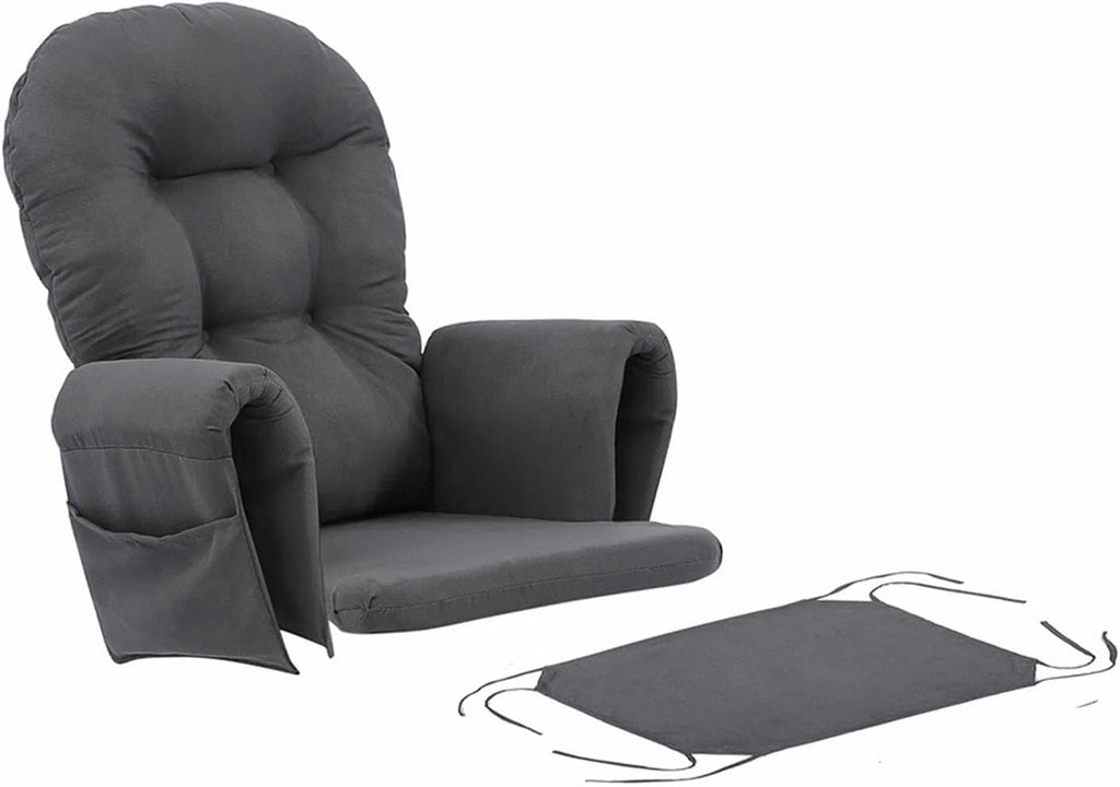 Glider Rocker Replacement Cushions, 5 PCS Soft Velvet Replacement Cushions for Glider Rocker with Storage Washable Non Slip for Glider Rocking Chair (Color : Dark Gray)