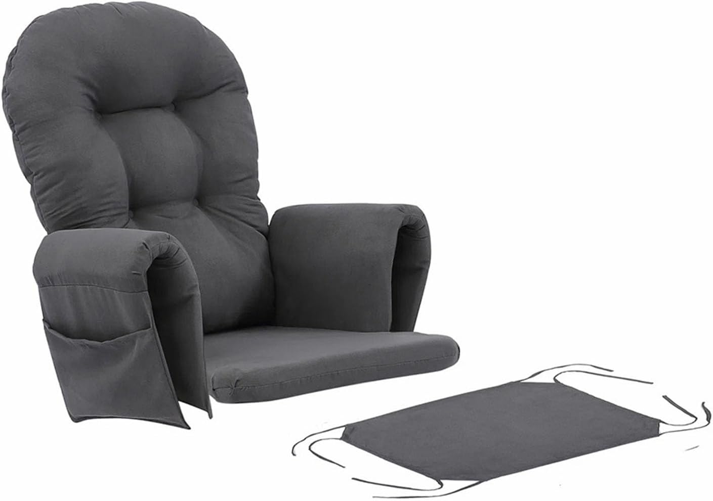 Glider Rocker Replacement Cushions, 5 PCS Soft Velvet Replacement Cushions for Glider Rocker with Storage Washable Non Slip for Glider Rocking Chair (Color : Dark Gray)