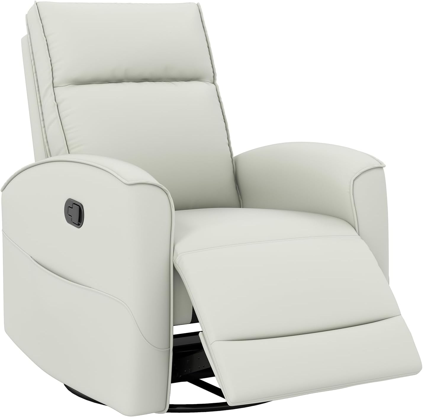 ANJ Manual Swivel Rocker Recliner, Glider Recliners with Padded Armrest and Backrest, Soft Faux Leather Nursery Rocking Recliner Chair Reclining Sofa for Living Room,Cream
