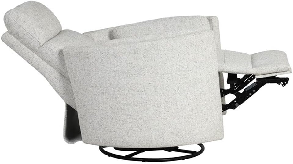 Pemberly Row Fabric Power Swivel Glider Recliner in Fossil Finish with USB Charging Ports and 2 Comfort Pillows for Living Room
