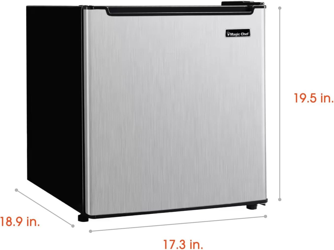 Magic Chef 1.7-cu. ft. Mini Fridge in Stainless Steel, Small Compact All Refrigerator with No Freezer for Bedroom, Apartment, Dorm Room, Office