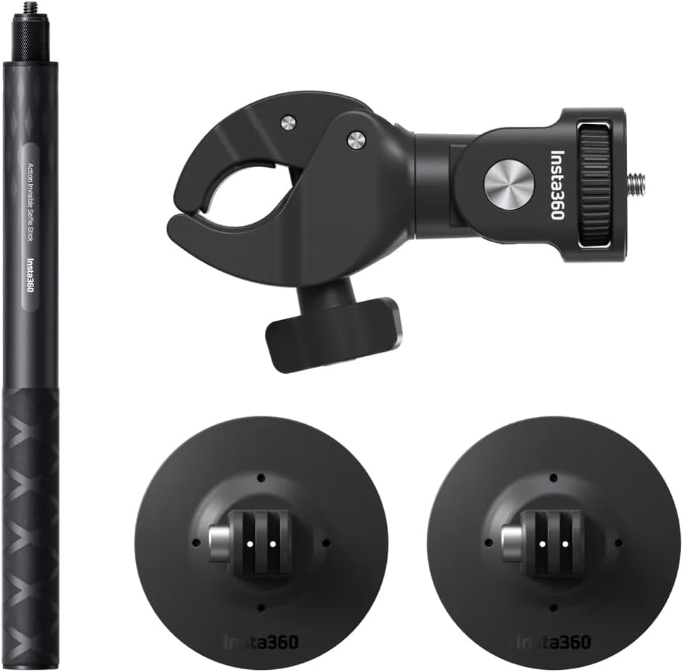 Insta360 Motorcycle Bundle New Version-Complete Mounting Kit X5/X4 Air/X4/X3/X2/Cameras | Compatible with ACE PRO2/GO 3S/Go Ultra, DJI OSMO Action 6/5/4and GoPro 13/12/11/MAX2(with Action Selfie)