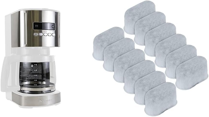 Kenmore Coffee Maker 12 cup Drip Coffee Machine Programmable Aroma Control Glass Carafe & Kenmore/Keurig/Cuisinart/Braun compatible replacement charcoal water filter 12 Pack