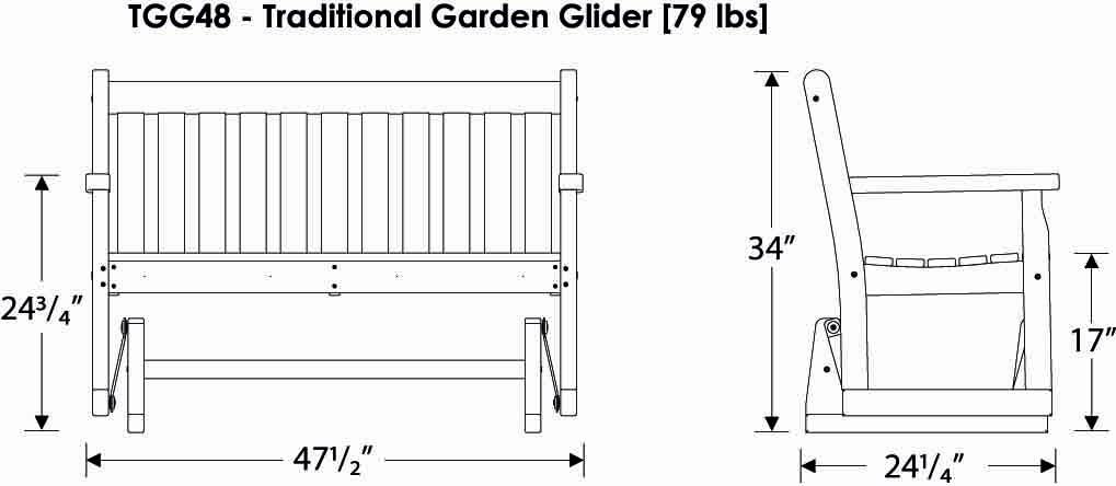 POLYWOOD TGG48TE Traditional Garden 48-Inch Glider, Teak