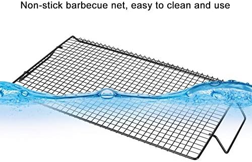 Iron Non-Stick BBQ Barbecue Mesh Handle Rack Barbecue Mesh Grill Net for Outdoor BBQ Party Camping BBQ Mesh