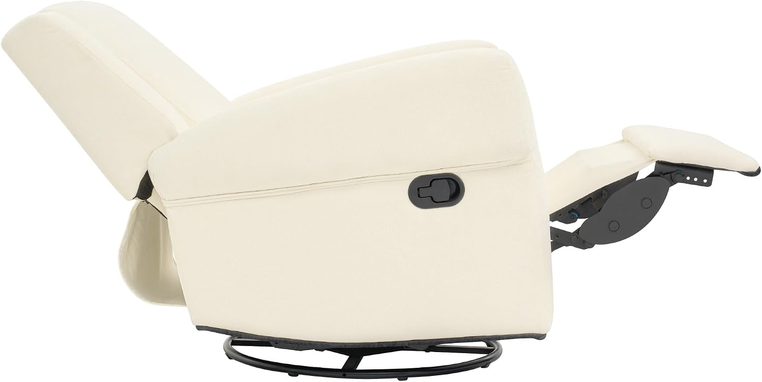Christopher Knight Home Hayezi 360° Swivel Rocker Recliner Sofa with Dual Reclining Positions, Living Room Lounge Chair, Chenille Fabric Recliner for Living Room, Bedroom & Nursery, White