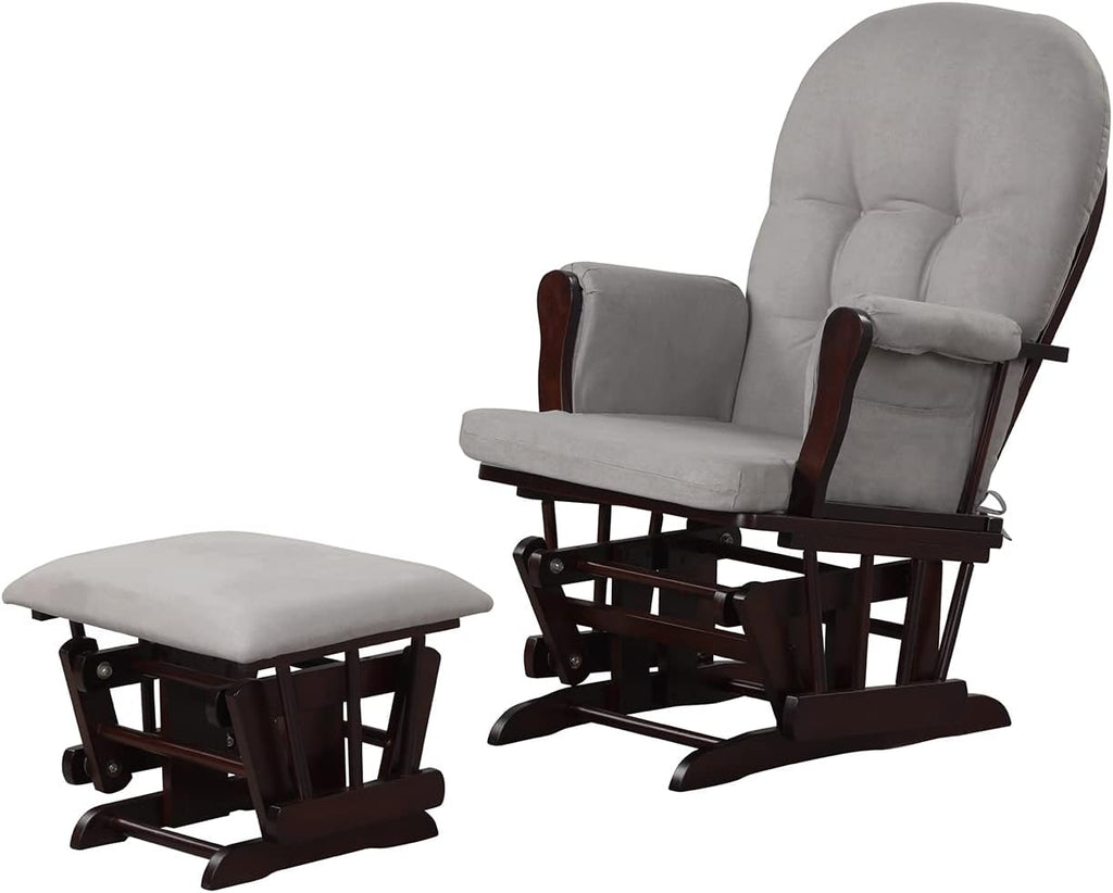 Angel Line Grayson Glider and Ottoman, Espresso, Gray