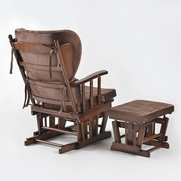 Comfort Deluxe Glider Chair and Ottoman Set (Brown), Large