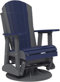 LuxCraft 2' Adirondack Outdoor Swivel Glider Chair, Patio Gliding Rocker, Swiveling Glider Rocking Chair for Outside (Patriot Blue/Slate)