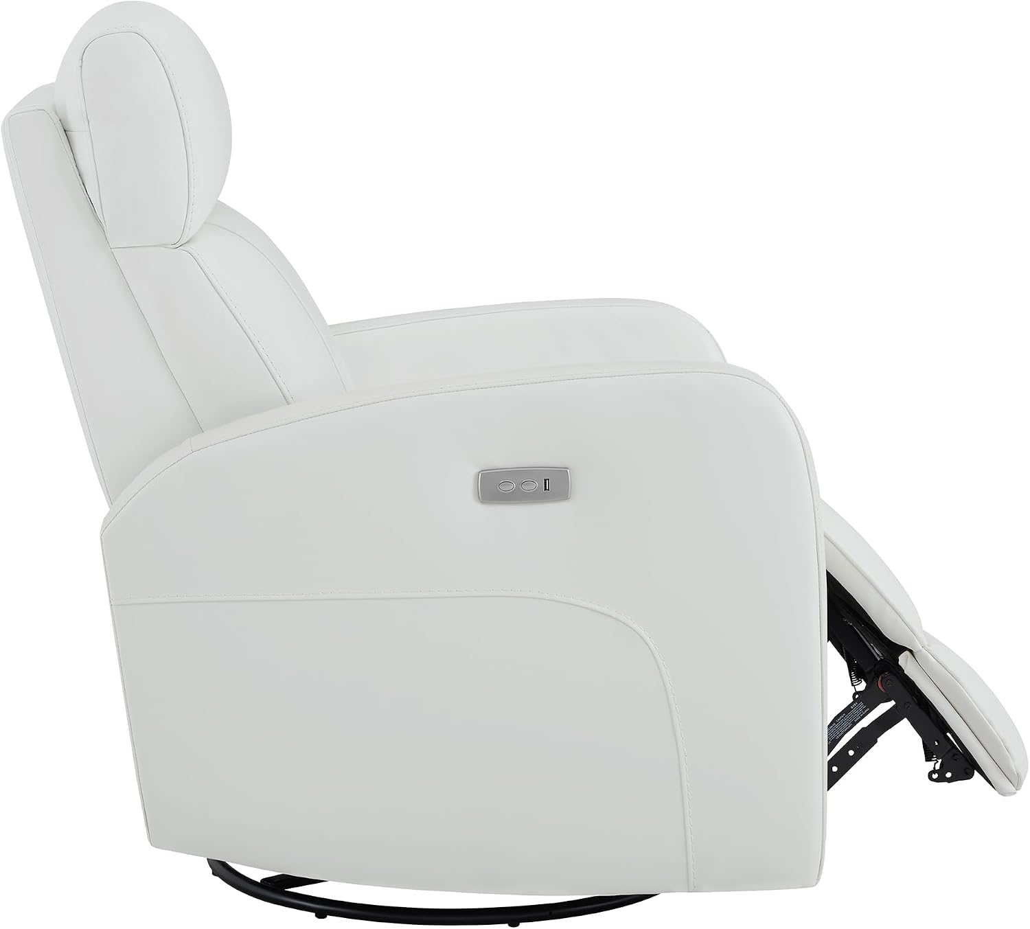 CHITA Genuine Leather Power Swivel Glider Recliner Chair, FSC Certified Double Layer Backrest Truck Armrest Recliner Chair Sofa for Living Room-White
