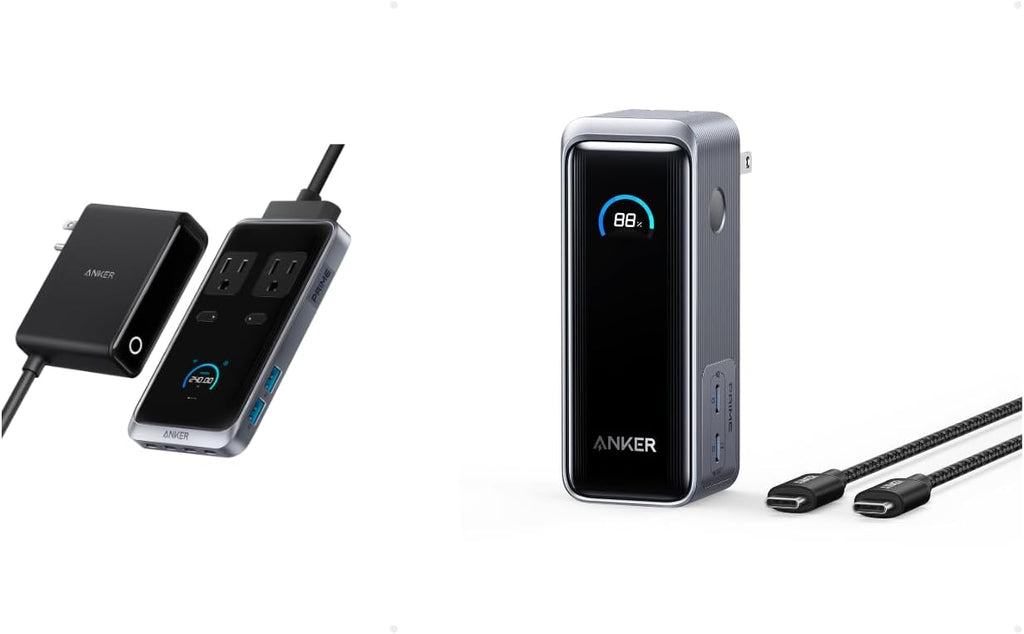 Anker Prime Power Bank, 9,600mAh Battery Pack with 65W Output, Built-in AC Plug with Anker Prime Charging Station, 240W 8-in-1 USB C Power Strip, 5 ft Detachable Extension Cord, 2 AC, 4 USB C, 2 USB A