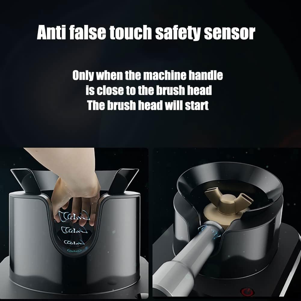 Electric Coffee Portafilter Cleaning Machine,Automatic Coffee Portafilter Knock Box Cleaning Tool with 3 Brush Head,5s Fast Clean
