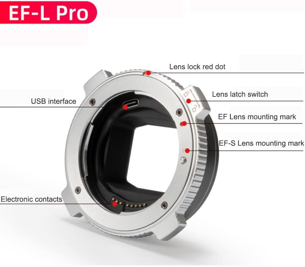 VILTROX EF-L Pro Lens Mount Adapter with Security Lock,Auto Focus Ring Adapter Compatible with Canon EF/EF-S Lens to L Mount Camera Leica SL2/Lumix S1 S1H S5/Sigma fp L