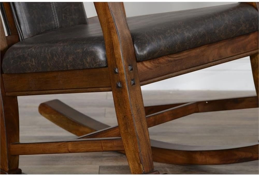 Sunny Designs Savannah Farmhouse Mahogany Wood Rocking Chair in Dark Brown