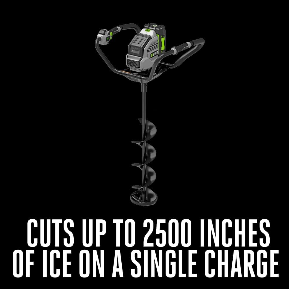 EGO Power+ 8' Auger, Electric Ice Auger for Ice Fishing, Includes 56V 5.0Ah Battery and Charger - IG0804