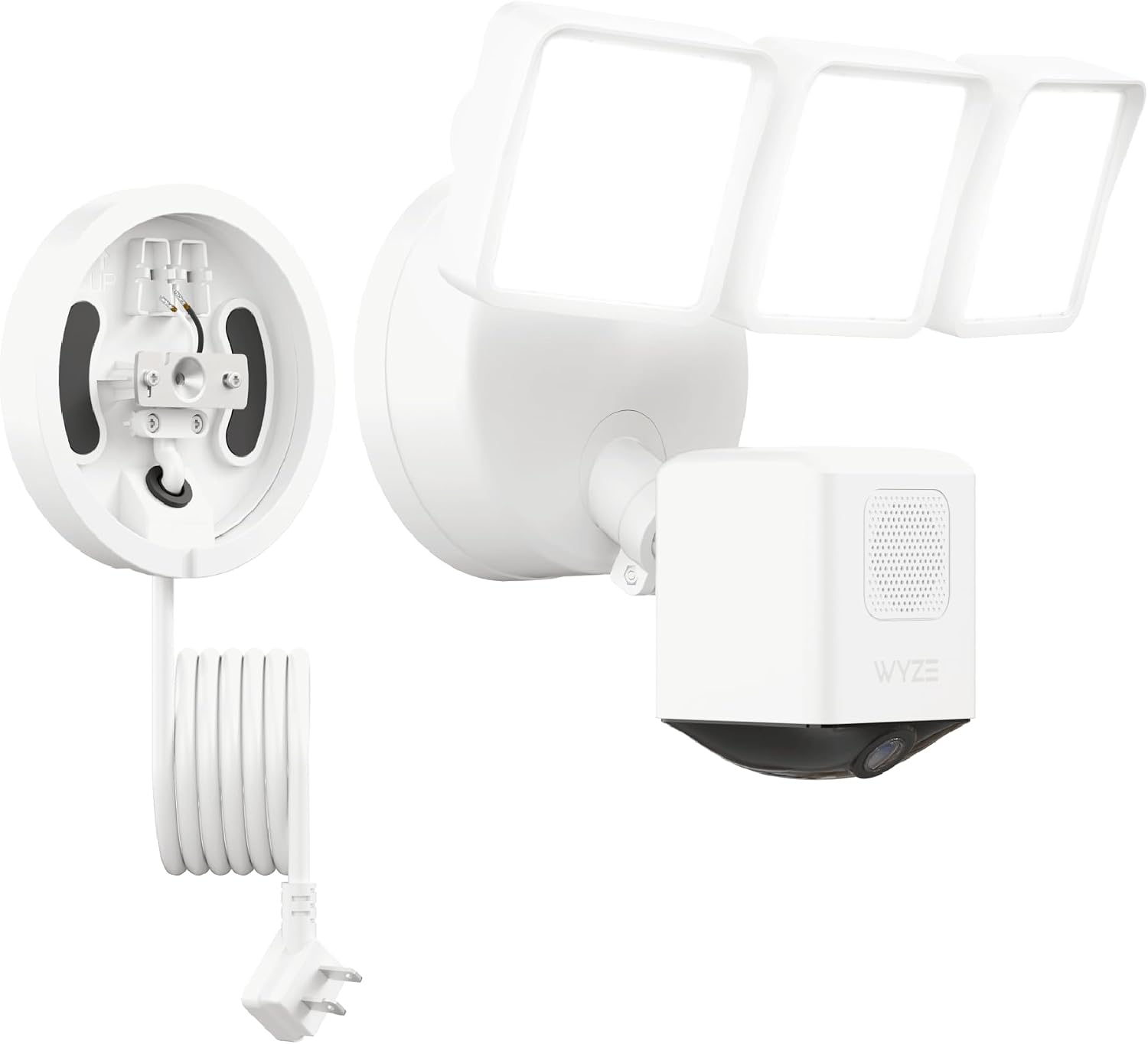WYZE Floodlight Camera Pro with Plug-in Mount, PCMag Editor's Choice 3000-Lumen LEDs, 2.5K HD Outdoor Security Camera, Color Night Vision, Wall Mount with 20ft Power Cable, Easy Installation (White)