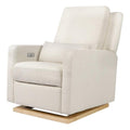 Babyletto Sigi Electronic Power Recliner and Glider with USB Port in Ivory Boucle with Light Wood Base, Greenguard Gold and CertiPUR-US Certified
