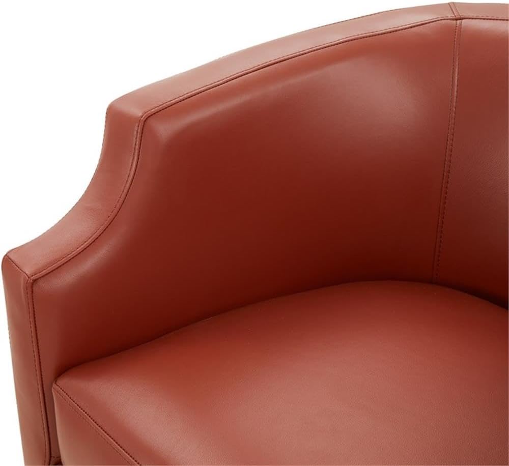 Erenson Caramel Top Grain Leather Swivel Glider Barrel Chair