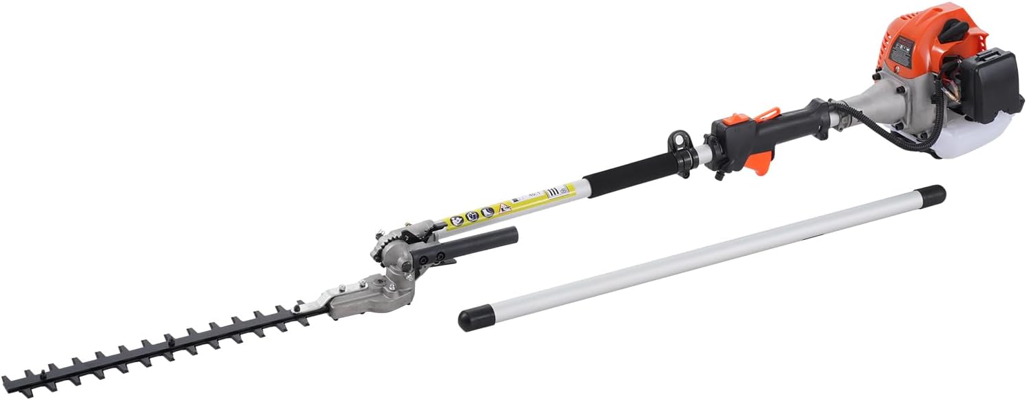 VEVOR 5-in-1 26cc 2 Cycle Gas Powered Dual Sided Hedge Trimmer, Weed Eater, String Trimmer, Edger, Pole Saw Chainsaw Pruner with EPA, CE and EMC Certification