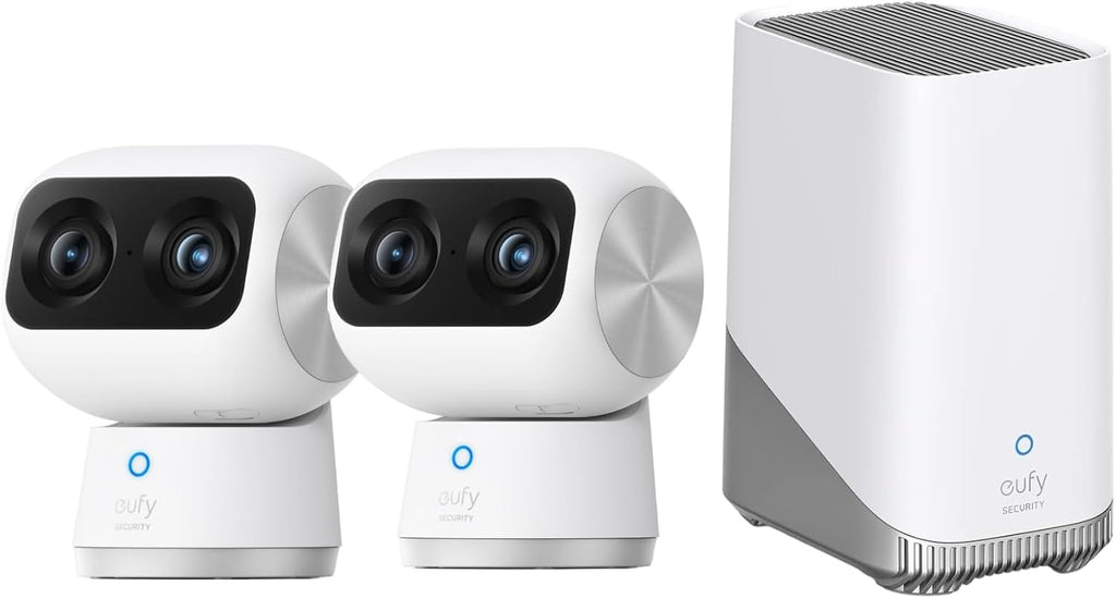 eufy Securtiy Indoor Cam Bundle：Indoor Cam S350 2-Cam Kit with HomeBase S380, Dual Cameras, 4K UHD Security Camera with 8× Zoom, 360° Camera, Baby Monitor, Pet Camera, Local Storage up to 16GB