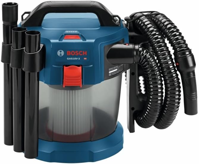BOSCH GAS18V-3N 18V Cordless Wet Dry Vacuum, 2.6 Gallon Portable Shop Vac & Dust Extractor with HEPA Filter (Bare Tool)