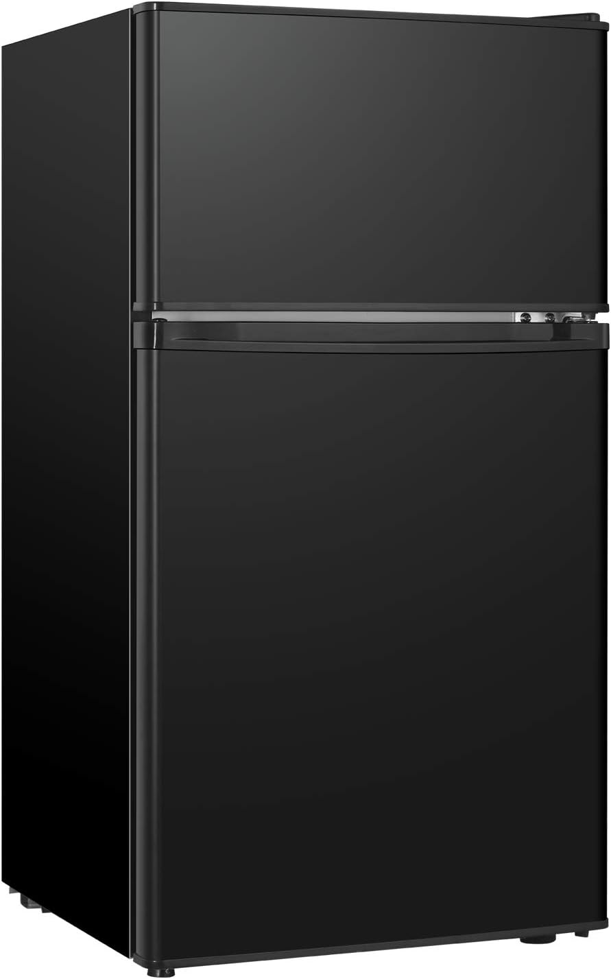 HAILANG Mini Fridge With Freezer,3.2 Cu.Ft Compact Refrigerator,Mini Refrigerator With 2 Doors For Bedroom,Office,Kitchen,Apartment,Dorm(black.)
