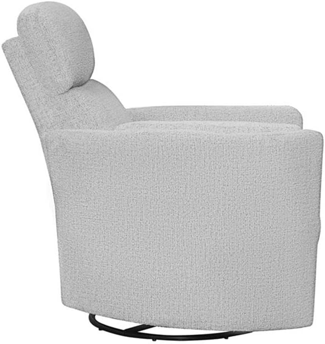 Pemberly Row Manual Glider Recliner Swivel Accent Chair, Upholstered Seating Chair Featuring Manual Recline with Glider and Swivel Functions, Angora Linen Finish