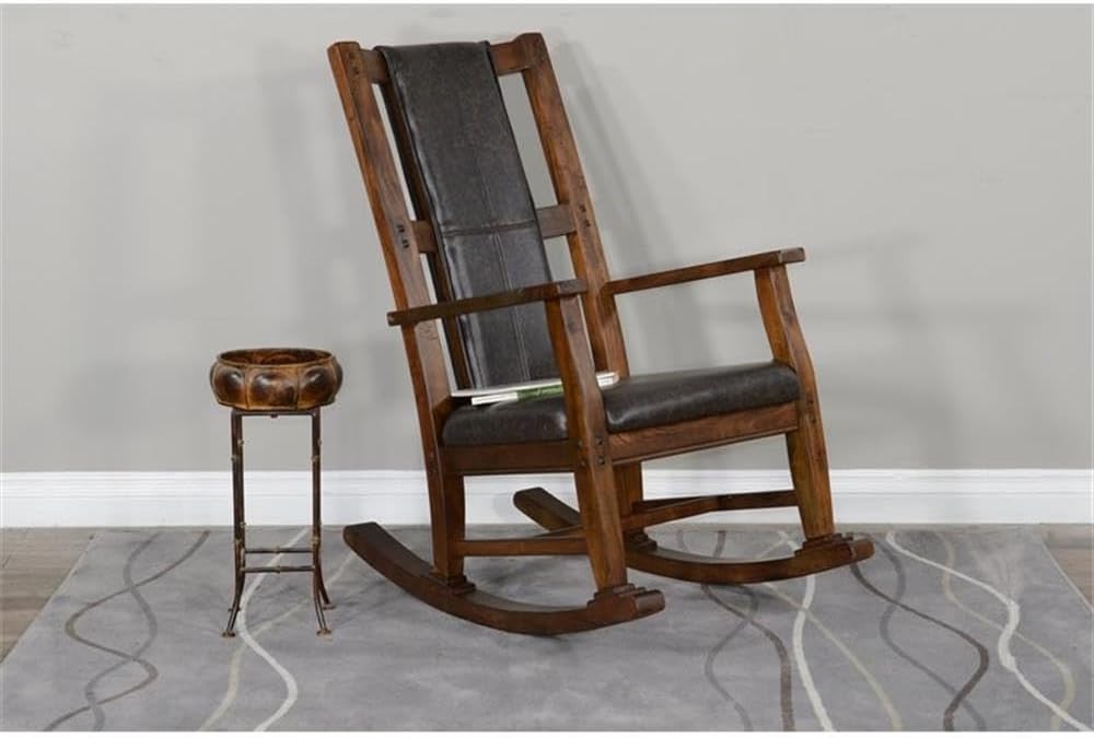 Sunny Designs Savannah Farmhouse Mahogany Wood Rocking Chair in Dark Brown