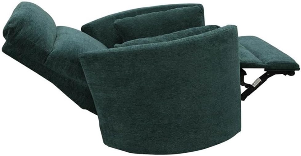 Pemberly Row Polyester Power Swivel Glider Recliner in Peacock Blue with USB Charging Ports and 2 Comfort Pillows for Living Room