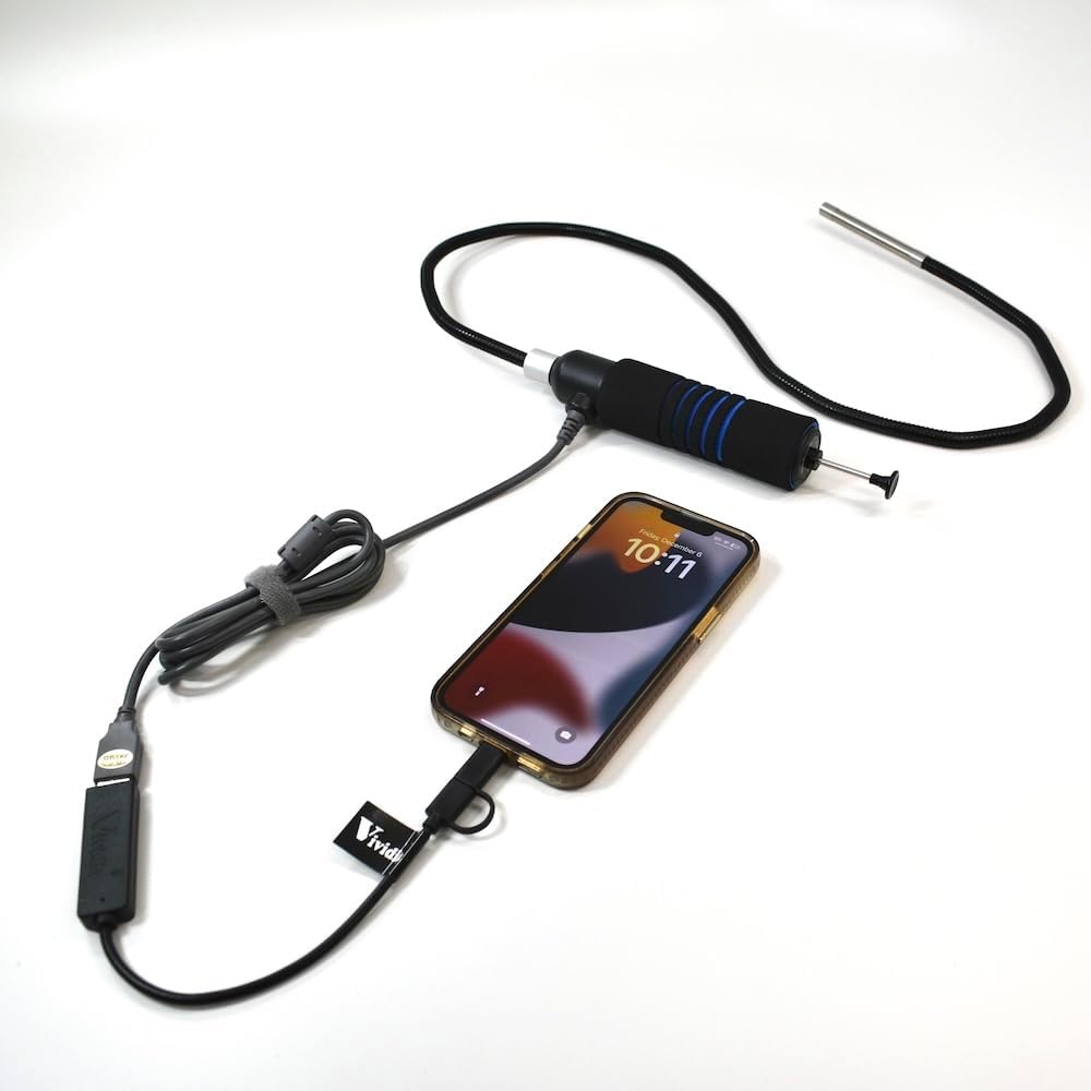 Vividia G-810U BlueEye Grabber Borescope & Retreival Tool with USB Camera, LED Lights, Detachable Magnet Ring, 8mm Diameter Semi-Rigid Probe (G-815U (1.5 Meter Long, Borescope Only))