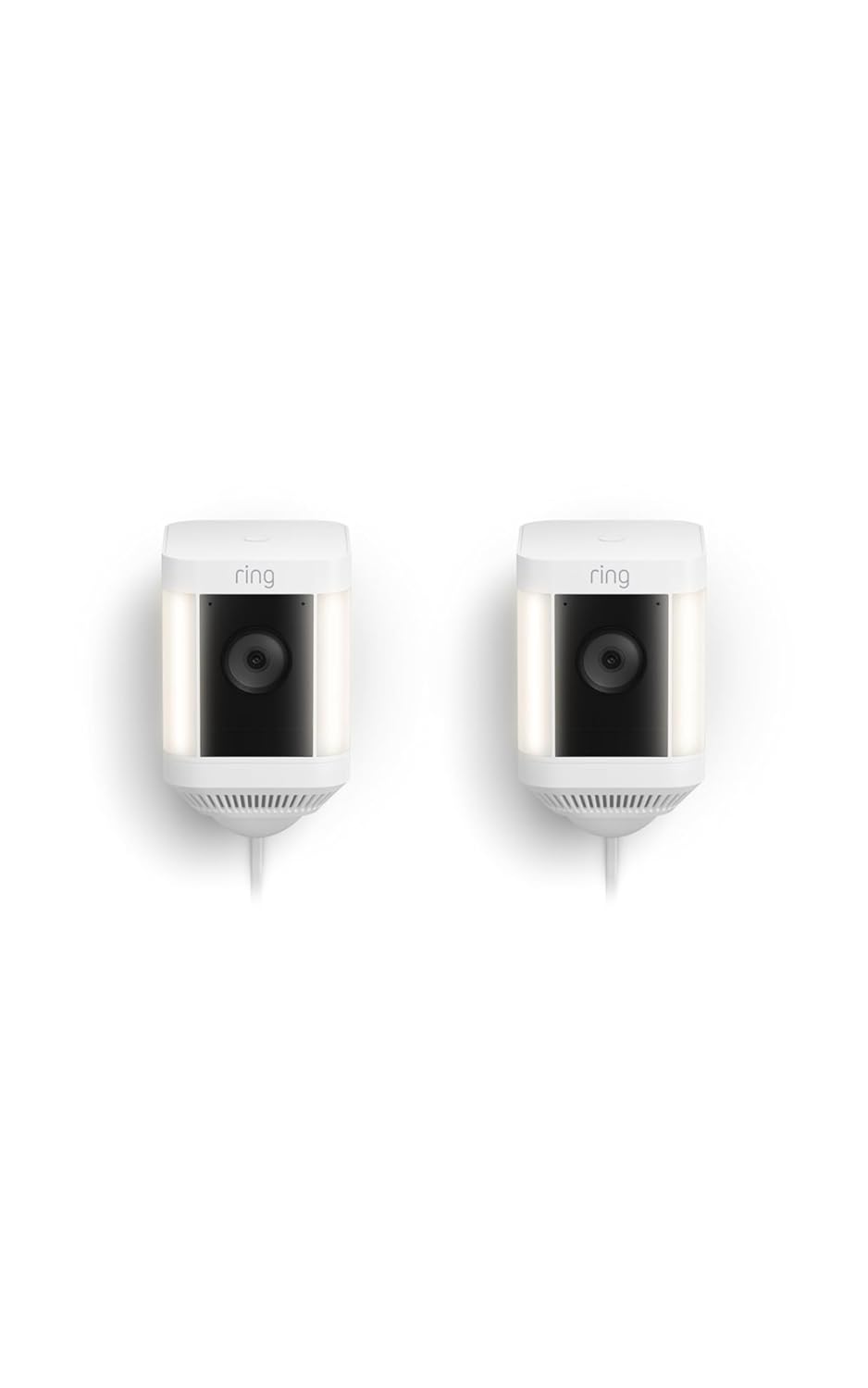 Ring Spotlight Cam Plus, Plug-In (newest model), Home or business security with HD video, Two-Way Talk, Color Night Vision, and Security Siren, 2-pack, White