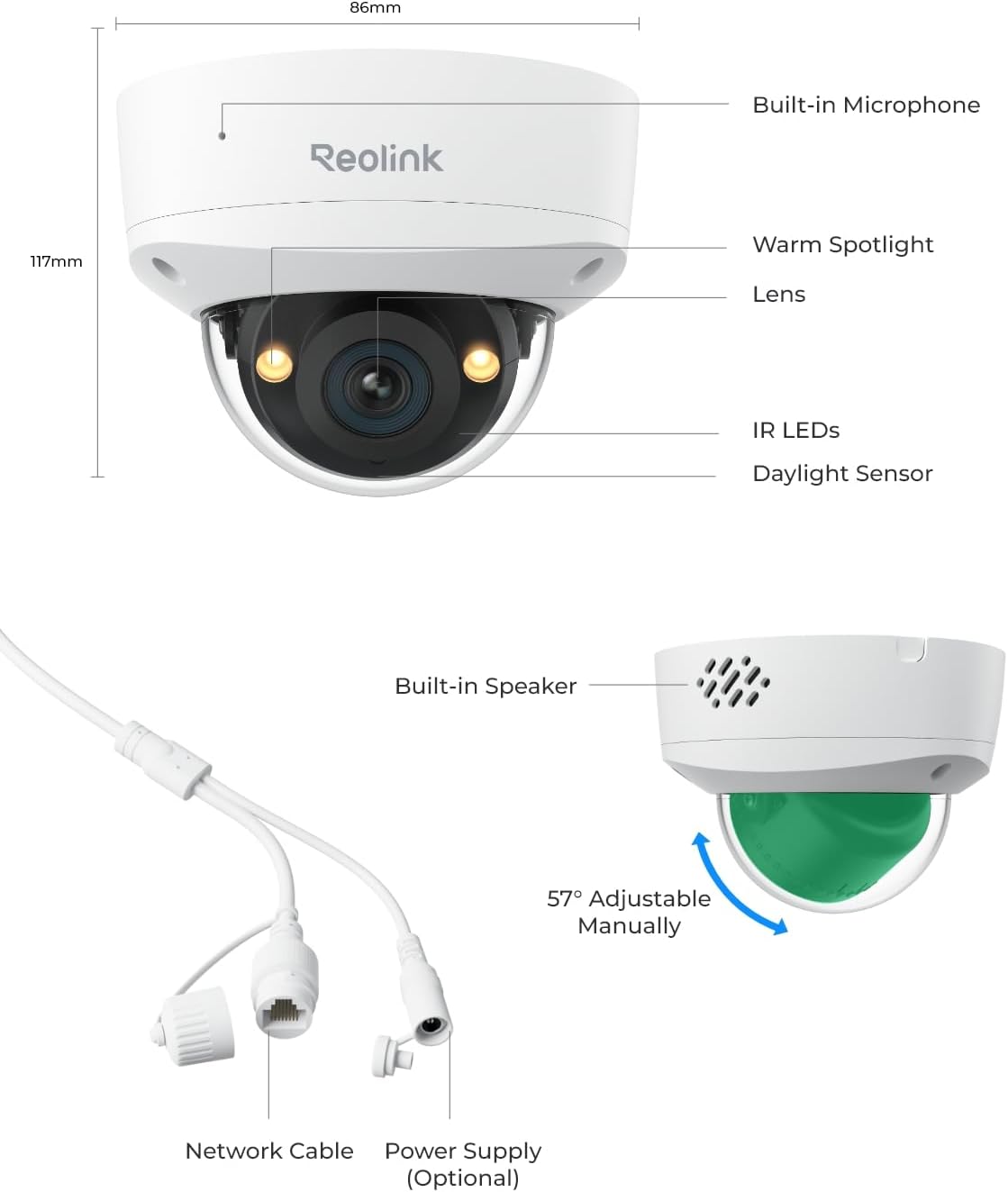 REOLINK RLC-1240A First 12MP Vandalproof PoE Security Camera,145° Wide Viewing Angle, Featuring Color Night Vision, Two-Way Talk, Smart Person/Vehicle/Animal Detection, Weatherproof