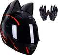 Personalized Motorcycle Cat Ears Helmet - Adult Modular Full Face for Men and Women, Cool Street Electric Scooter Motocross, All Season Locomotive, DOT Certified