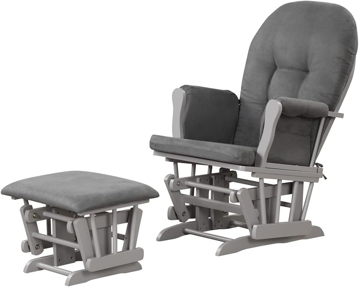 Angel Line Grayson Glider and Ottoman, Gray w/Dark Gray Cushion