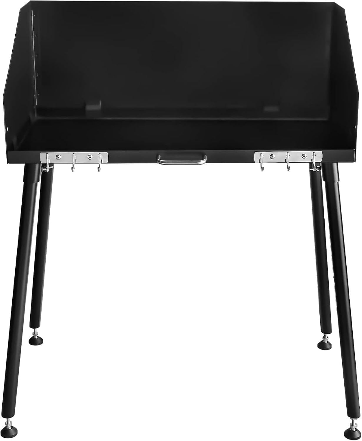 Carbon Steel Dutch Oven Camp Cooking Table with Three-Sided Windscreen and Four Legs for Grill Travel, Outdoor Picnic, Beach, BBQ, Backyards,38x16