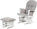 Angel Line Grayson Glider and Ottoman, White w/Gray Cushion