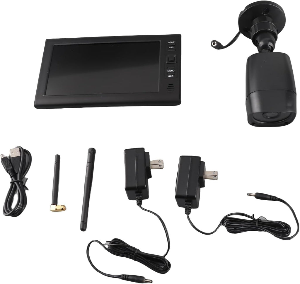 Outdoor Security Camera, Home Security Surveillance Camera, IR Night Vision, Motion Detection and Remote View with 4CH Surveillance Monitor System Display and TF Card