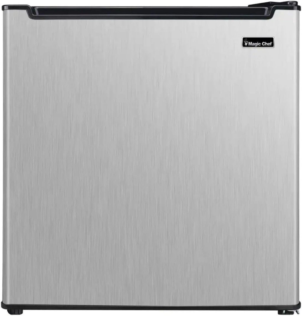 Magic Chef 1.7-cu. ft. Mini Fridge in Stainless Steel, Small Compact All Refrigerator with No Freezer for Bedroom, Apartment, Dorm Room, Office