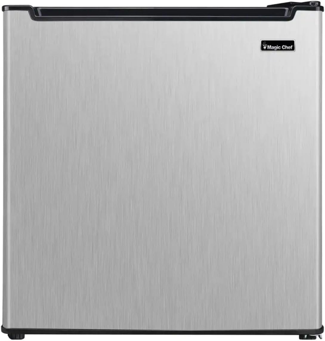 Magic Chef 1.7-cu. ft. Mini Fridge in Stainless Steel, Small Compact All Refrigerator with No Freezer for Bedroom, Apartment, Dorm Room, Office
