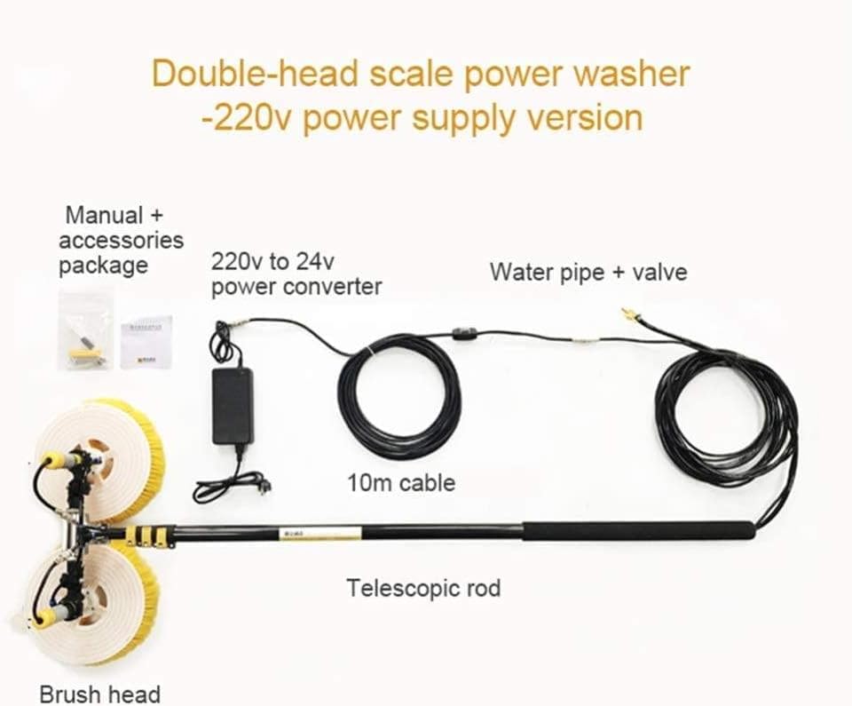 Window Cleaner,Electric Solar Photovoltaic Panel Cleaning Tool,Special Roof Water Brush,Water Fed Telescopic Brush (3.5m)