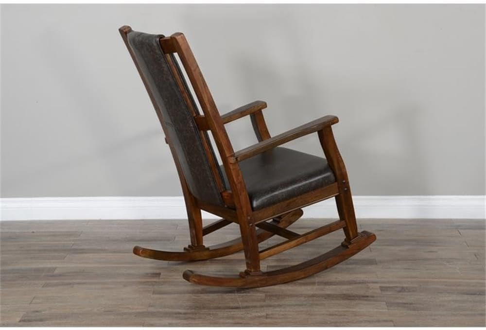 Sunny Designs Savannah Farmhouse Mahogany Wood Rocking Chair in Dark Brown