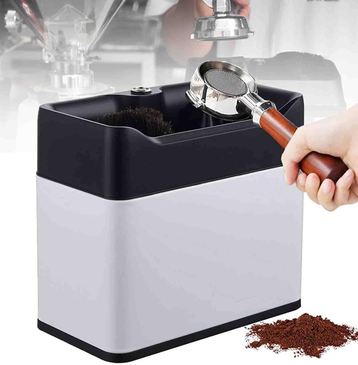 Electric Portafilter Cleaning Machine, Automatic Coffee Grounds Cleaning Machine, Portafilter Cleaning Machine with 3 Scrapers