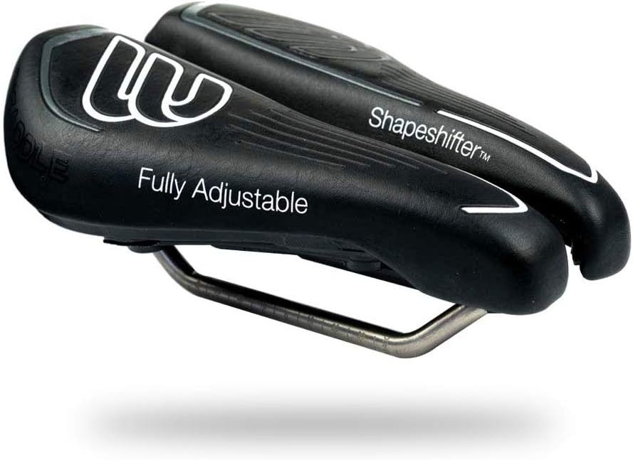 BiSaddle SRT Super Short Noseless Pain-Free Adjustable Bicycle Saddle Black with Titanium Rails Custom Fit Comfort, one Size