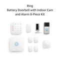 Battery Doorbell (Venetian Bronze) with Indoor Cam (White) and Alarm 8-Piece (White)