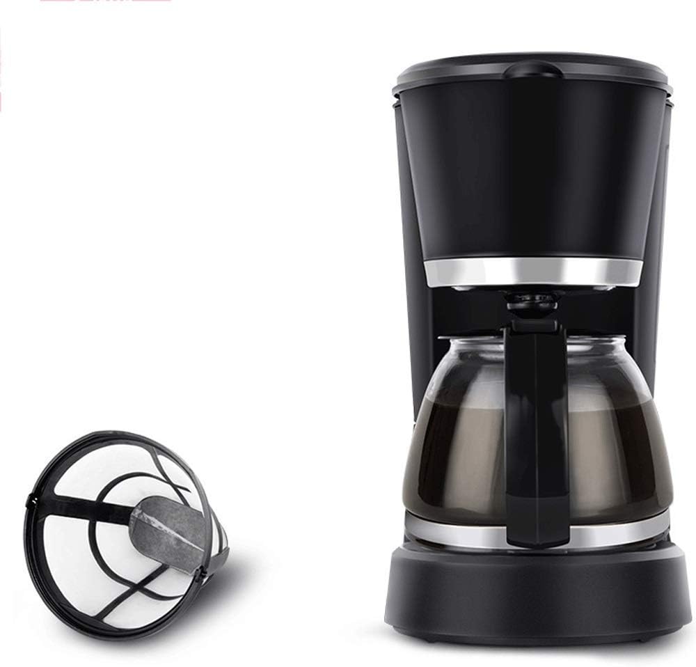 Coffee Machine Coffee Machine, Filter Coffee Machine Drip Coffee Maker with 0.6L Glass Jug, Timer Function,Boil-Dry Protection,550W,Washable Filter, Black