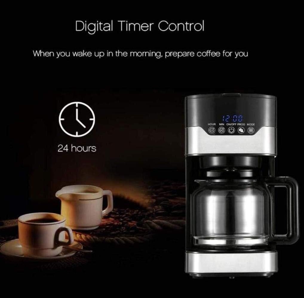Coffee Machine Coffee Machines Drip Type Filter Coffee Pot Automatic Tea Maker Tea Machine with Glass Pot 1.5L Large Capacity Clock Anti-Drip Coffee Pot, Black
