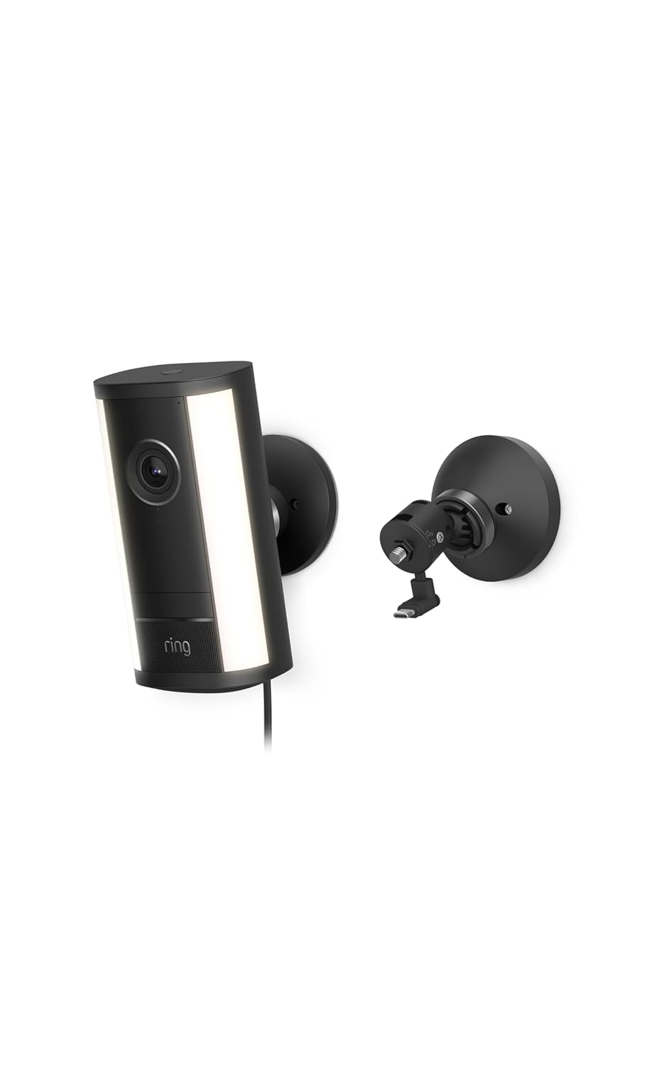 Ring Spotlight Cam Pro, Plug-In (Newest Model), Black with PoE+ Converter Mount