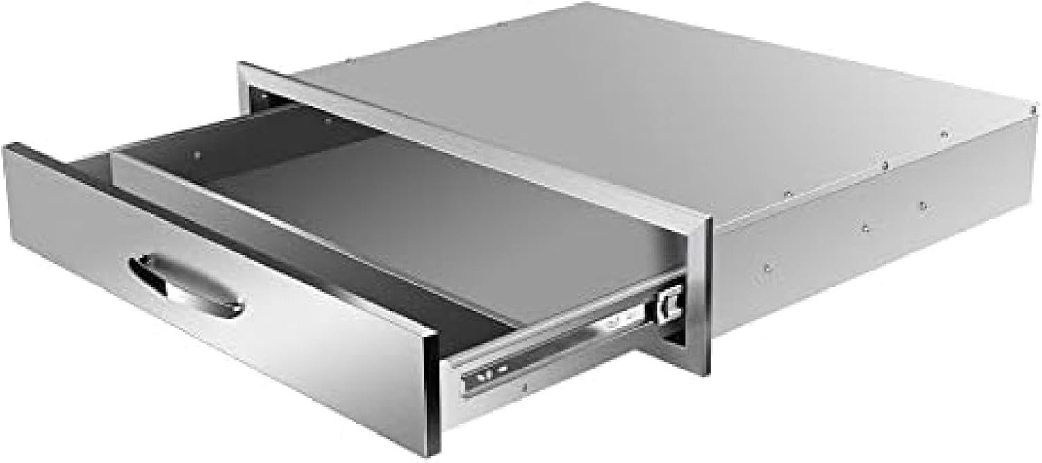 Stainless Steel Double Drawers for Outdoor Kitchen Grilling Station - BBQ Island, 30Wx23Dx6.5H